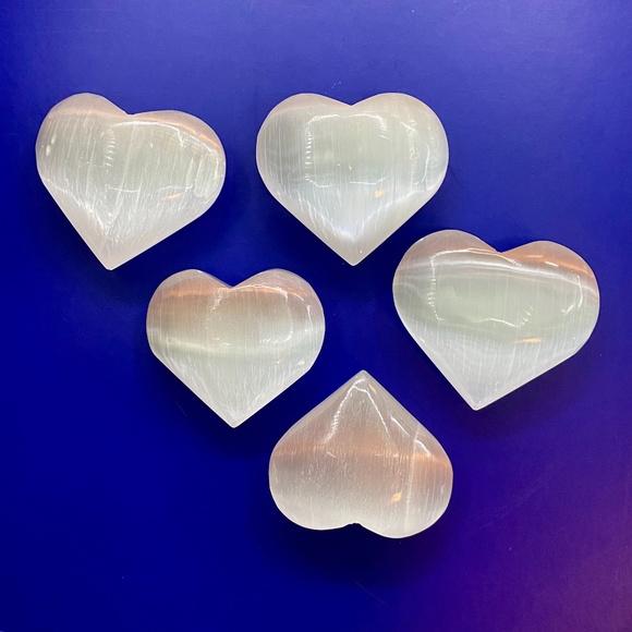 Other - 5 Large Polished Selenite Heart Bundle